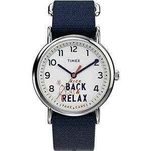 Timex TW2V41900 Unisex Weekender 38mm Peanuts Blue Band Kick Back & Relax 3-Hand Analog Watch