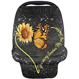 Jeiento Zonnebloem en Vlinder Print Verpleging Cover Borstvoeding Sjaal - Baby Autostoelhoezen Baby Kinderwagen Cover Autostoel Luifel voor Meisjes