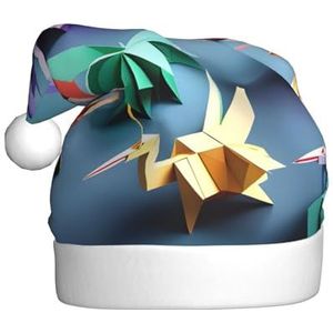 SSIMOO Origami Multicolor Papercraft kranen pluche kerstmuts voor volwassenen, feestelijke feesthoed, ideaal feestaccessoire voor bijeenkomsten