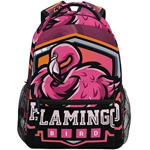Flamingo, rode vogels, studentenrugzak, kinderrugzak, boekentas, schoolrugzak, laptoprugzak voor op reis, tieners, meisjes, jongens, Patroon., Medium