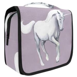 Hangende opvouwbare toilettas wit paard eenhoorn paars make-up reisorganizer tassen tas voor vrouwen meisjes badkamer