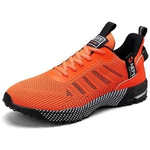Sneakers Heren Nieuwe Loopschoenen Ademend Trend Casual Schoenen Mode Veterschoenen Ultra Lichtgewicht, Oranje, 43 EU