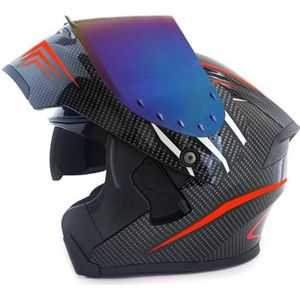 Opklapbare Motorhelmen ECEDOT-Goedgekeurde Integraalhelm Met Geïntegreerd Motormodulaire Helm Met Dubbel Vizier Crash Racing Helm Ventilatie Heren Dames 20,M:57-58CM