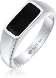 KUZZOI - Heren Zegelring - 925 Sterling Zilver - Geo Elegant met Emaille