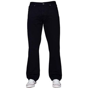 ENZO Heren Klassieke Rechte Been Regular Fit Indigo Wash & Mid Stone Wash Denim Jeans, Zwart, 40W / 30L