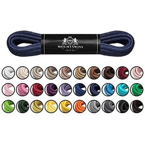 Mount Swiss Luxe schoenveters, waterafstotende en scheurvaste veters, rond, diameter 2-3 mm, van fijn katoen/gewaxt, kleur: marineblauw, lengte: 45 cm