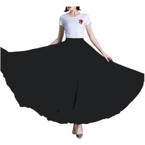 Chiffon Swing Rok 360/540/720 Graden Chiffon Rok Ballet Buikdans Vrouwen Zigeuner Lange Rokken Danser Praktijk Dragen Diverse Dans Rok, Zwart, 360 degrees 85cm