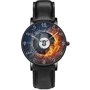Biljart Bal In Ice Fire Klassieke Patroon Horloges Persoonlijkheid Business Casual Horloges Mannen Vrouwen Quartz Analoge Horloges, Zwart