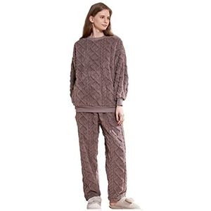 Winter Pyjama Mode Korte Jas Twee Sets Losse Pyjama Broek Dames Thuis Wear, BRON, XXL