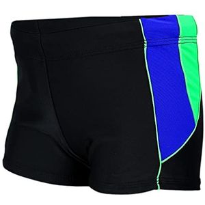 Aquarti Jongens Korte Zwembroek Gestreept aan de Zijkanten, Zwart/Blauw/Groen, 152