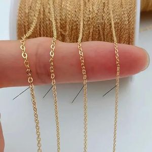 1 meter 14K goudkleurige messing dunne ketting ketting voor doe-het-zelf sieraden maken platte O-kettingen accessoires bevindingen-1,5 mm-lengte 1 meter