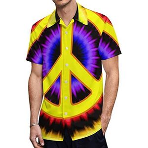 Tie Dye vredesteken heren Hawaiiaanse shirts korte mouw casual shirt button down vakantie strand shirts 4XL