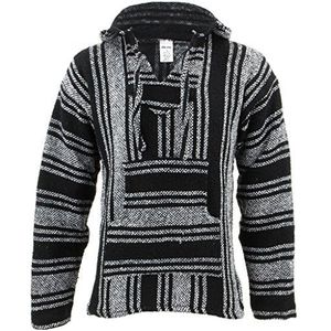 Mexicaanse Baja Jerga hoodie, trui, Zwart Wit, XL