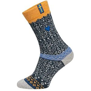 HomeOfSocks Vlagsokken Zweden - dames en heren knuffelsokken van wol - dikke sokken met 70% wolaandeel en Zweedse vlag - duurzaam en duurzaam verpakt - Made in Portugal, geel, 39-42 EU