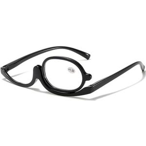 SHXSYN Vergrootglas, make-up leesbril, gepersonaliseerde eendelige roterende damesmake-upbril, modieuze leesbril met hoge resolutie, Helder zwart frame, 1.50