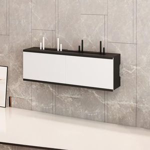 XCLOOZGL Modern Stijl Wifi Router Opbergdoos Verstopper Grote Capaciteit Projector Plank Wandmontage of Bureaublad Kabelmanagement Doos Houten Modem Organizer Stekkerdoos,B,70X11X21CM
