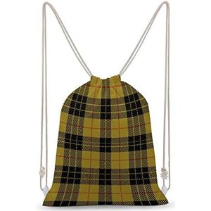 Clan Macleod Schotse tartan geruite rugzak met trekkoord string tas tas canvas sport dagrugzak voor reizen, sportschool, winkelen