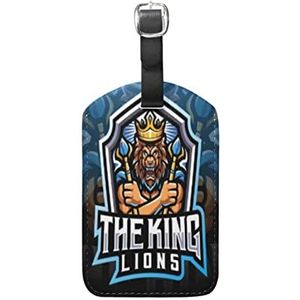 Lion King Animal E-Sports Lederen Bagage Bagage Koffer Tag ID Label voor Reizen (3Pcs), Patroon, 12.5(cm)L x 7(cm)W