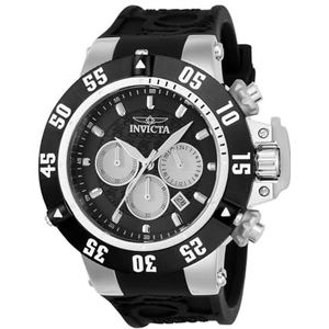 Invicta Mannen analoog kwarts horloge met siliconen band 22919, Zwart, riem