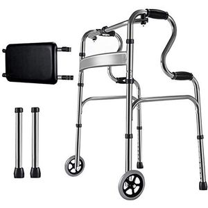 Verstelbare opvouwbare standaard rollator voor ouderen, Heavy Duty rechtop medisch voor senioren, zieke volwassenen en gehandicapten, belasting 400 lbs (kleur: #2, maat: rollator met stoel+wielen) (#1