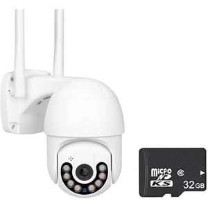 Bewakingscamera, 4K 8MP Smart PTZ IP-camera 5X digitale zoom Buiten Kleur Nachtzicht AI Auto Tracking Beveiliging Surveillance Videocamera(2MP Add 32G Card)
