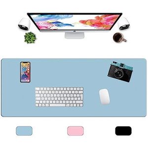 LL-COEUR Grote Kunstleer Waterbestendig Muismat Computer Kantoor Bureaulegger (1000 x 400 x 2 mm, Blauw)