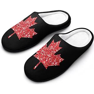 Canada Glitter Esdoorn Katoenen Slippers Voor Vrouwen Warme Anti-Slip Rubber Zool Huis Schoenen Voor Indoor Hotel 11-12 (42-43)