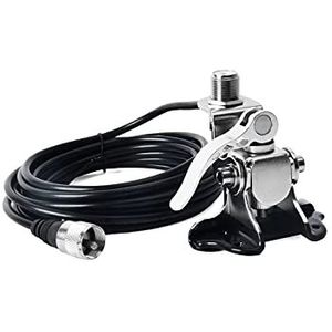 HYS Auto Antenne Mount Rvs Auto Clip Mount Kofferbak Deksel Hatchback Mount Beugel Verstelbare Hoek met SO239 naar PL-259 connector, 16.4Ft van RG-58 Coax Kabel