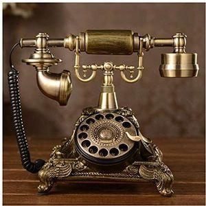 Telefoon Antieke Creatieve Telefoon Retro Bronzen Beeldhouwwerk Ambachtelijke Amerikaanse Dialpad Thuistelefoon Kantoor Telefoon Vaste lijn (A)