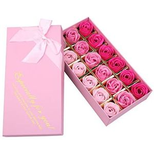 Rotumaty 18 stuks Bloemengeurende badzeep, rozenbloemblaadjes, essentiële olie rozenzeepset, beste cadeaus voor haar, vrouwen, meisjes, moeder, geliefde, verjaardag, Valentijnsdag, Kerstmis (roze)