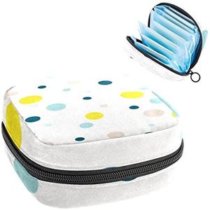 Periode Pouch Draagbare Tampon Opbergtas,Tampon Houder voor Portemonnee Vrouwelijke Product Organizer,kleurrijke stippen, Meerkleurig, 4.7x6.6x6.6 in/12x17x17 cm
