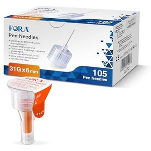 Steriele wegwerpnaalden 31G (0,25 x 6 mm) - 105 stuks met beschermfolie voor nauwkeurige toepassingen in laboratorium, industrie, cosmetica en levensmiddelenproductie