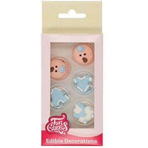 FunCakes Suikerdecoratie Baby Jongen: Baby blauw voor jongens, Kant en klare suikerdecoratie voor taart, Perfect voor Babyshower of Gender Reveal, Glutenvrij gecertificeerd, Set/12