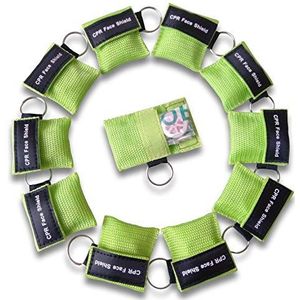 JTKENS 100 stks Links Groen CPR Gezicht Shield Leven Sleutel in Sleutelhanger Pouch EHBO Kits Pocket CPR masker