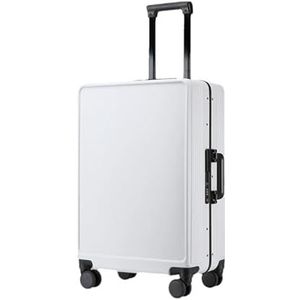 Aluminium Frame Rolling Koffer Grote Capaciteit Mode Trolley Case Business Boarding Box Reizen Spinner Bagage, Wit, 26 inch