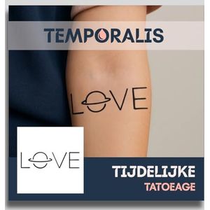Schrijf tattoo – Temporalis® | Tijdelijke tatoeages voor vrouwen & mannen – Nep tattoo vegan & waterbestendig – EU-cosmetica – Blijft 1-2 weken [ Tatoeage LØVE ]