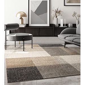 the carpet Pearl Tapijt, modern, laagpolig, voor woonkamer, slaapkamer, contour, geometrische patronen, geruit, beige, 120 x 160 cm