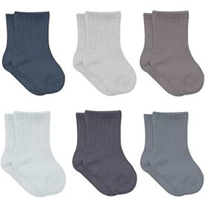 Katoenen 6 paar babysokken voor pasgeborenen zuigelingen 0-6 maanden tot 3 jaar | stoppersokken naadloze sokken | jongens meisjes kindersokken, antraciet, 6-12 Maanden