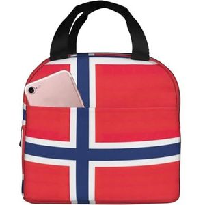 EdWal Noorse vlag print lunchbox voor vrouwen mannen volwassen herbruikbare lunchtas geïsoleerd, voor werk, reizen, picknick