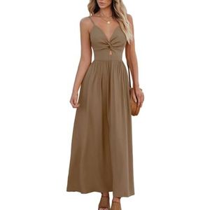 Chiffon baljurken voor dames, mouwloos, bruidsmeisjesjurken voor bruiloft, cocktailjurk, grote maten, Koffie, 32