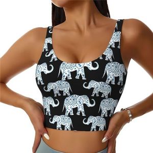 Olifant-Blauw Zwart Print Casual Wear Vrouwen Sport Vest Yoga Vest Workout Vest Voor Vrouwen Lichtgewicht Trendy, Zwart, S