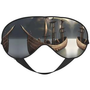 Nordic Pirate Ship Print Unisex Ultra-Soft Light Blocking Oogmasker voor optimaal comfort slaap