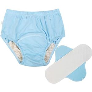 Incontinentieondergoed, stoffen luierondergoed for volwassenen Ademende incontinentieonderbroeken gemaakt van katoen, wasbaar herbruikbaar Incontinentie for volwassenen Urine (Color : Blue, Size : M