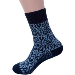 Hirsch Natur, Merino sokken sterrenpatroon, 100% wol (kbT), donkerblauw/lichtblauw, 38-39 EU