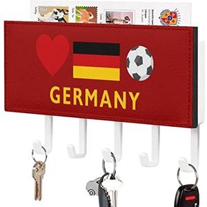 Duitsland Lover Voetbal Sleutelhouder voor Muur met 5 Haken Brief Kapstok Home Decor Keuken Slaapkamer Kantoor