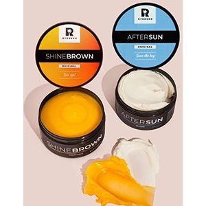 BYROKKO Original Shine Brown Premium Tan-Boosting Cream (190 ml) + Cooling After Sun Cream (180 ml) Uitzonderlijke bruining huidhydratatie en bescherming tegen zonnebrand