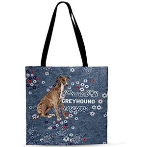 177 Hobo Bag Brindle Greyhound Rockin The Dog Mom Life Jean patroon handtassen gepersonaliseerde schoudertas grote dagelijkse tas voor sportschool, dagelijks gebruik, vakantie, 15 x 50 x 40 cm,