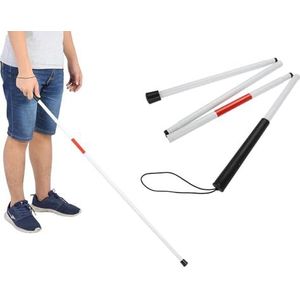 Nikou Opvouwbare blindstok - wandelstok lange witte stok opvouwbare mobiliteit opvouwbare wandelstok reflecterende rode witte stok voor blinden en slechtzienden