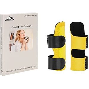 supregear Vingerspalk, Set van 2 Verstelbare Herbruikbare Trigger Vingerspalk Vingerbrace met Verwijderbare Aluminium Staaf voor Wijsvinger/Midden/Ring/Pinkvinger, Geel
