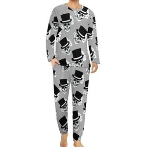 Skull Poker pyjama voor heren, loungewear met lange mouwen, top en onderkant, 2-delige nachtkleding